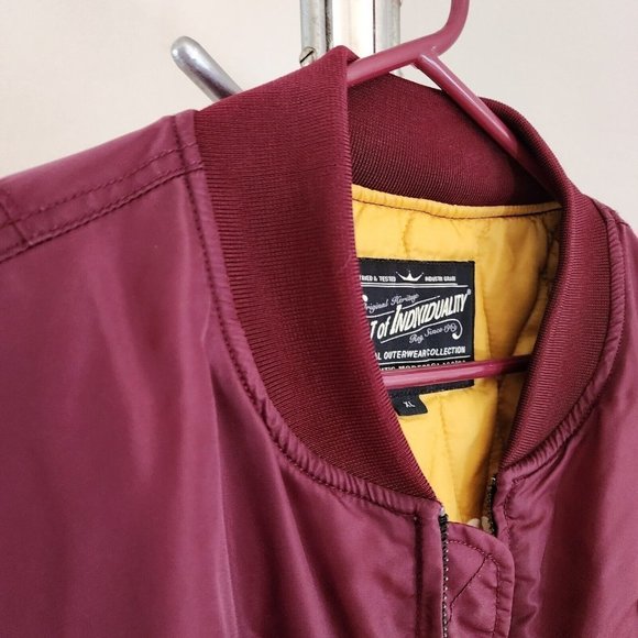 Cult of Individuality Men’s Maroon (gold quilt inside) Bomber Jacket Size XL - Picture 6 of 16